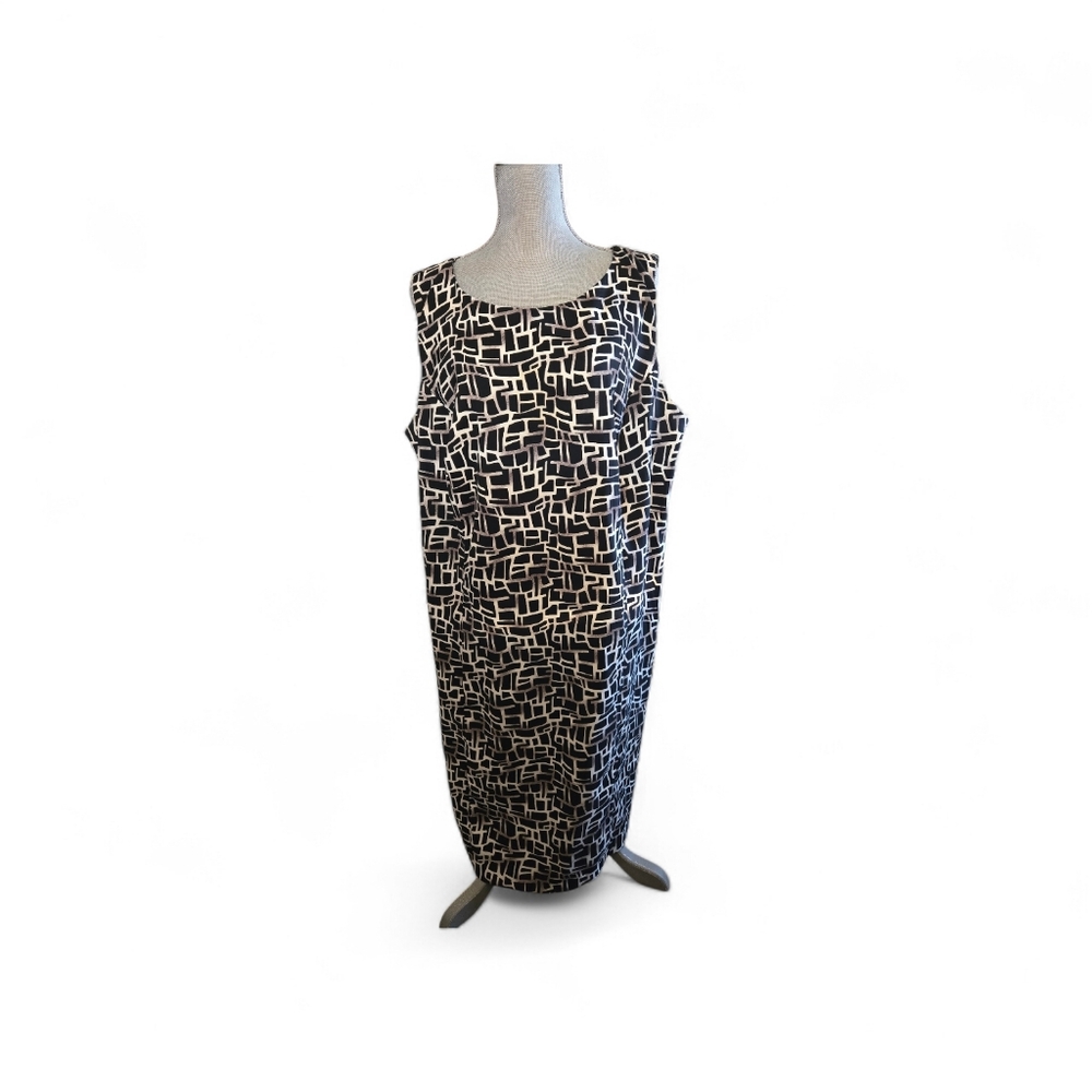 US Plus Size Women's 22W Black and White Sheath Dress STRETCHY  Abstract Pattern